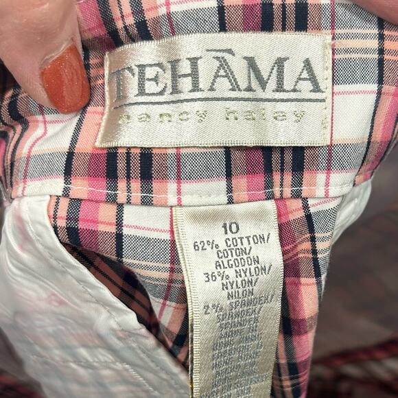 Tehama Nancy Haley Collab Golf Shorts Women's Size 10 Plaid Golfer Performance - Picture 3 of 3